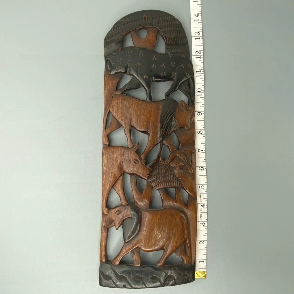 African Tribal Sahara Wooden Carved Animals Wall Hanging Home Decor